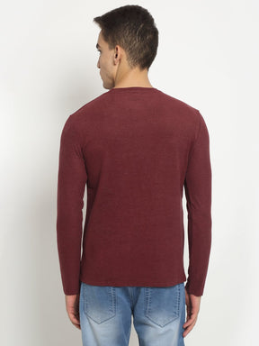 Men Red Round Neck Solid T-Shirt