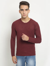 Men Red Round Neck Solid T-Shirt