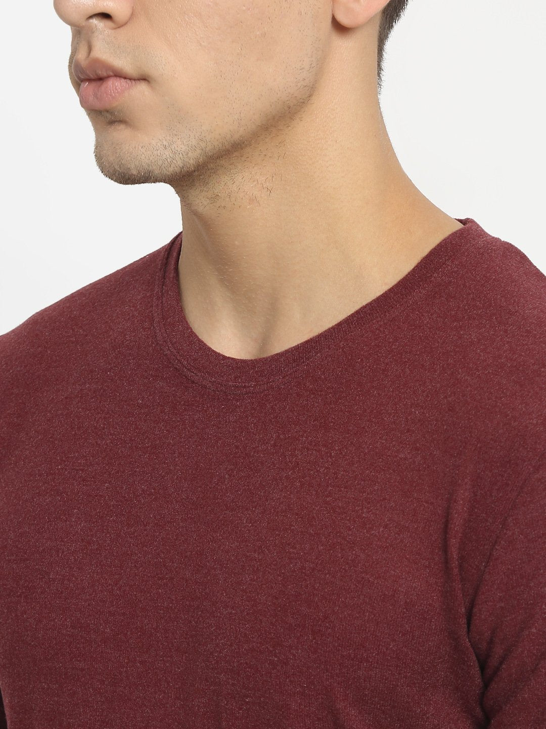 Men Red Round Neck Solid T-Shirt