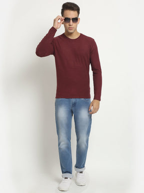 Men Red Round Neck Solid T-Shirt