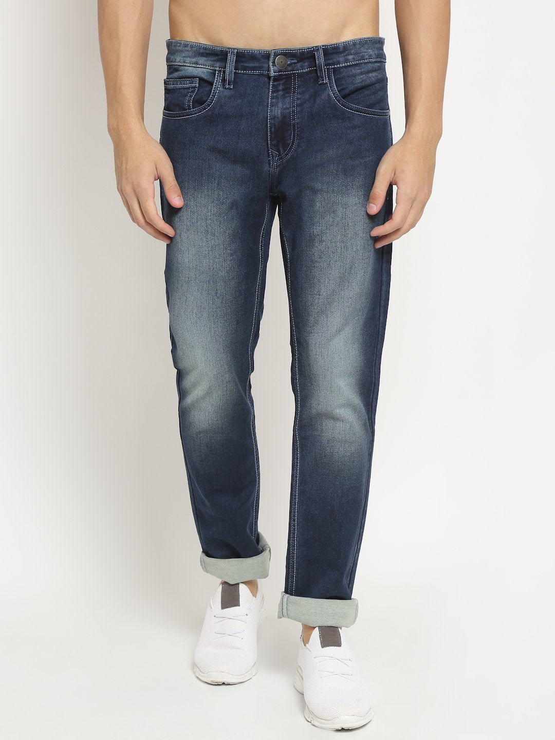 Men Brown Solid Denim Jeans