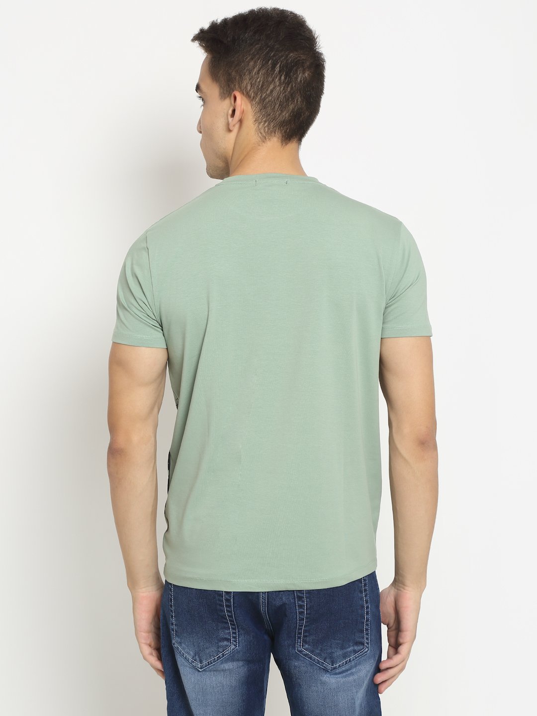 Men Olive Alpha Printed T-Shirt