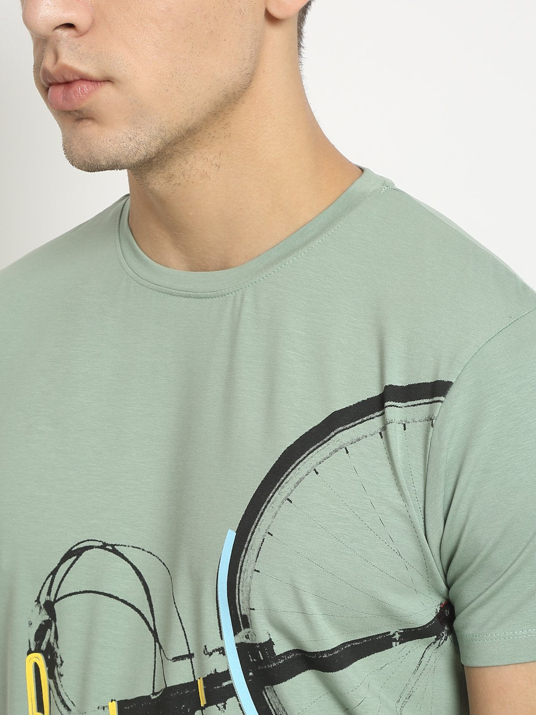 Men Olive Alpha Printed T-Shirt