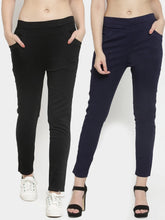 Plain Black And Navy Blue Combo Of 2 Mid-Rise Jegging
