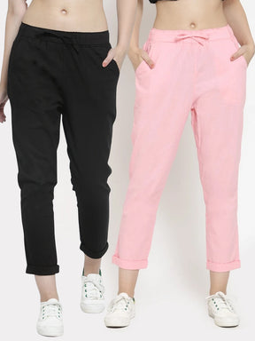 Plain Black And Pink Combo Of 2 Lowers