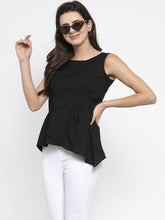 Women Black A-Line Fit Drop Waist Top