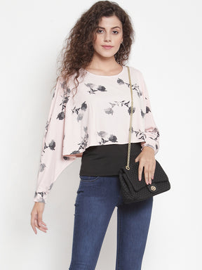 Women Pink Printed Top With Layering