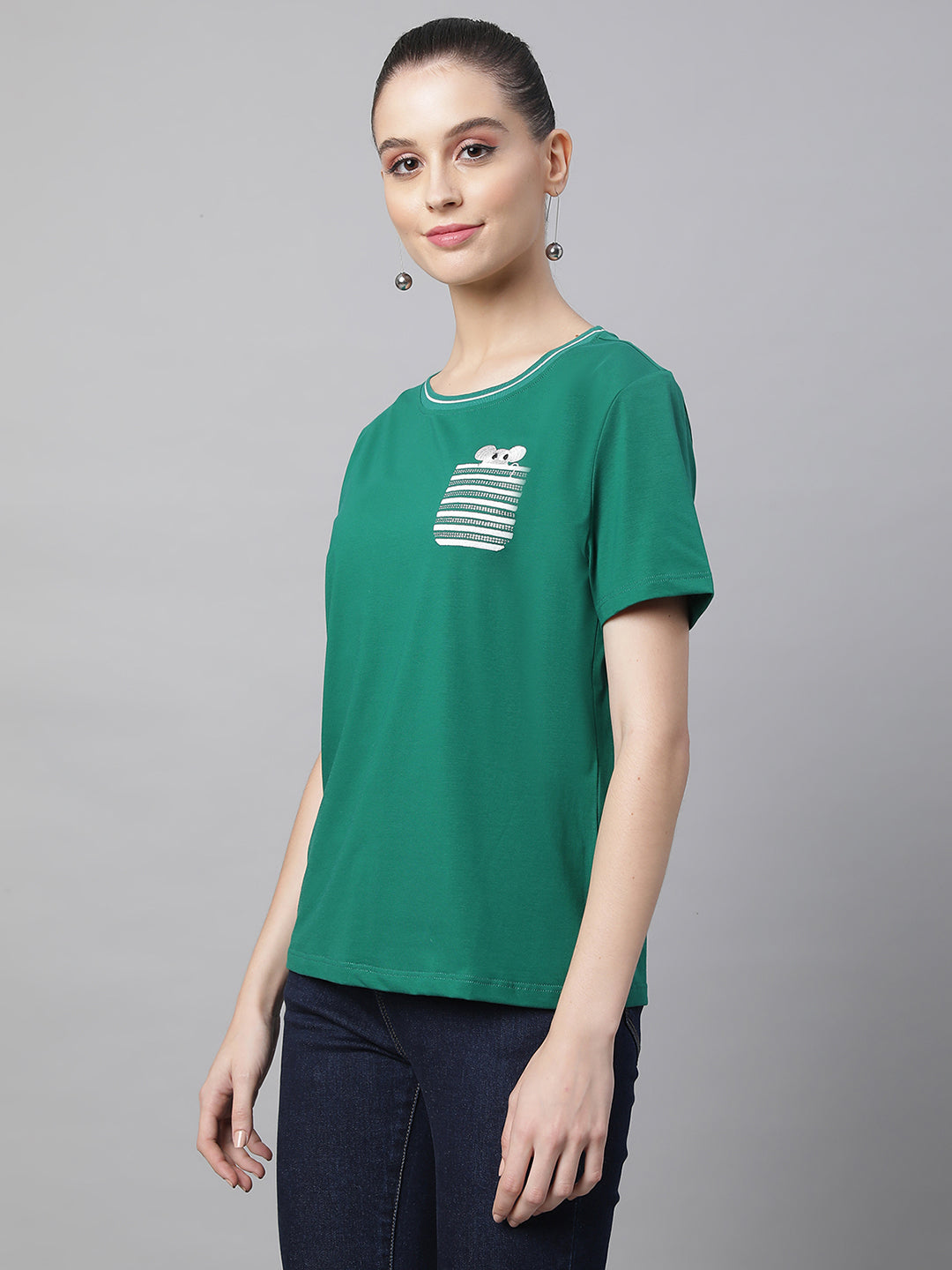 women green hosiery solid top