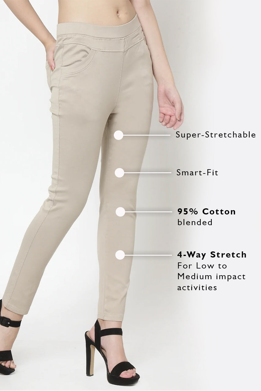camel brown mid-rise stretchable jeggings