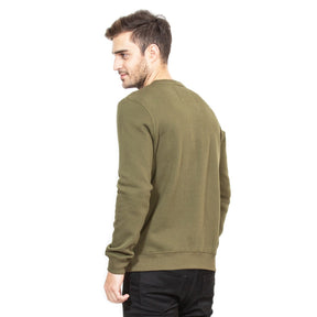 Mens Printed Olive Round Neck Sweat Shirt