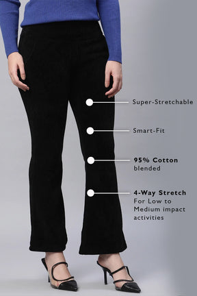 Black Cordroy High Rise Bootcut Jegging